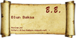 Blun Baksa névjegykártya